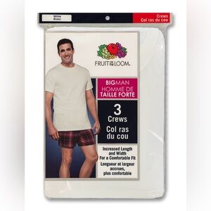 Fruit of the Loom Big Man White Crews T-Shirt, 3-Pack